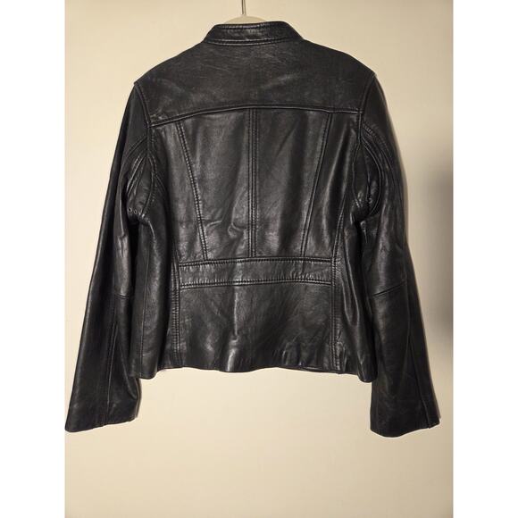 Michael Kors Jacket Moto Style Black Leather Womens Size L Fully Lined Zip... - Picture 2 of 10
